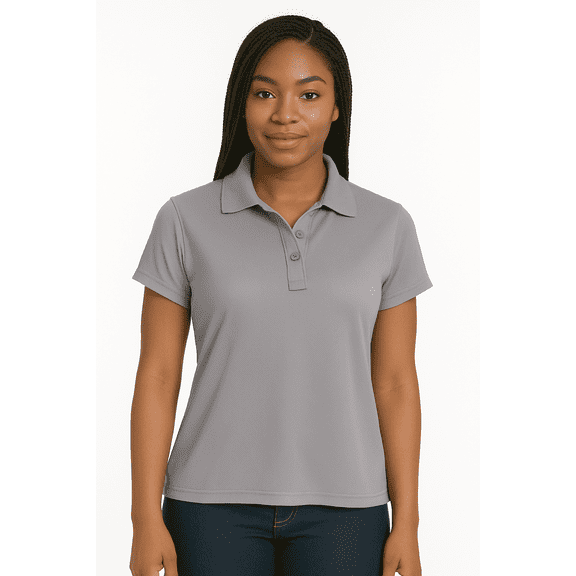 Expert Brand Women's Oxymeshâ„¢ Dry Fit Athletic Polo Shirt, Steel, Small