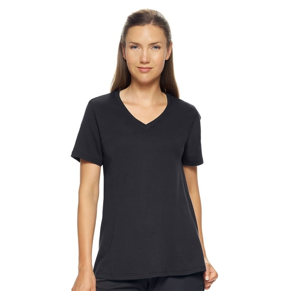 Expert Brand Women's USA-Made MoCA V-Neck Cotton Blend T-Shirt, Black, Small