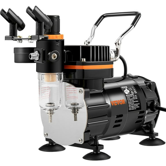 Expert Dual Action Gravity Feed Airbrush Kit with Compressor for Art Nails Cookies Tattoos