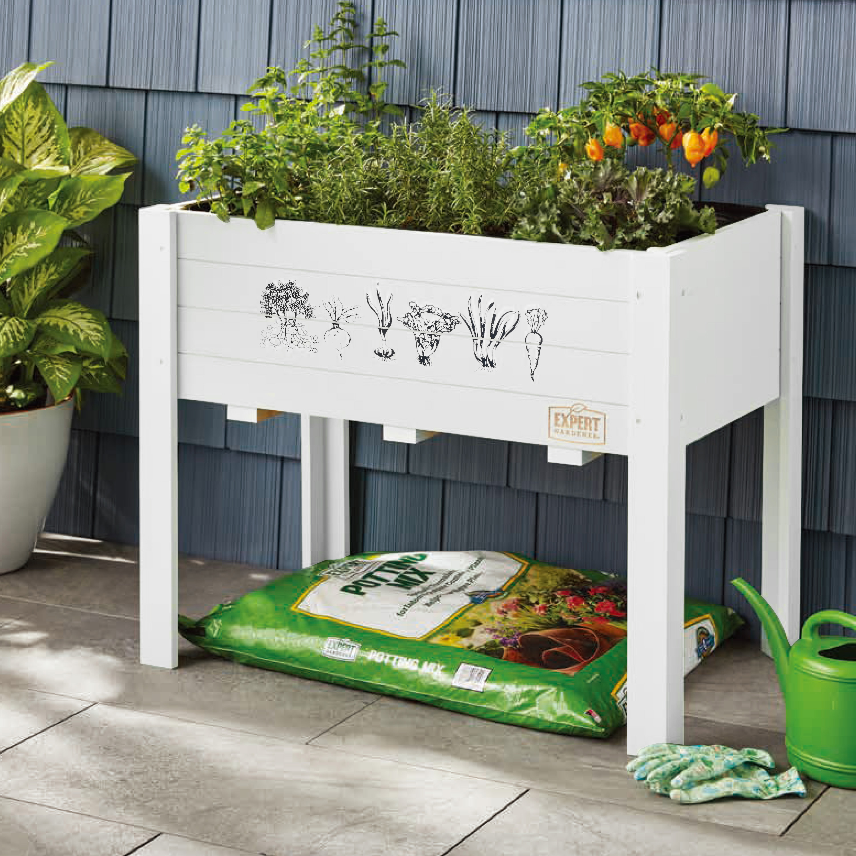 Expert Gardener 2.5' x 1.5' x 2' White Wood Vegetables Raised Garden Kit - image 1 of 13