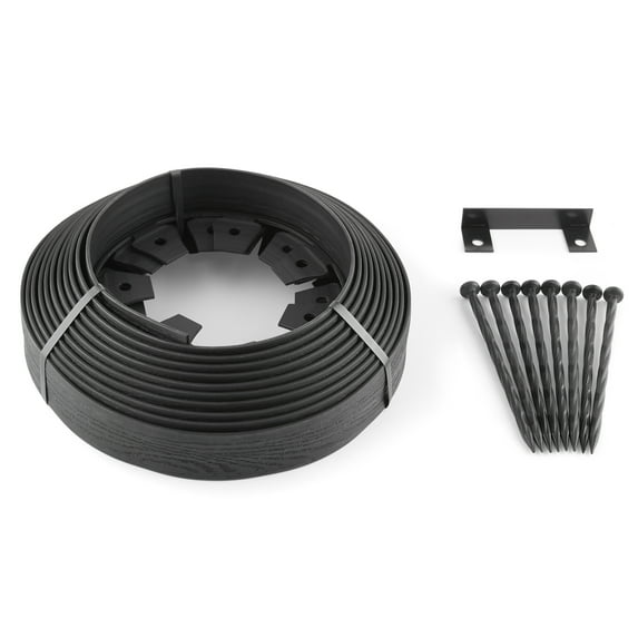 Expert Gardener 2-inch Tall Wall No-Dig Landscape Edging, 30-ft., Plastic, Black