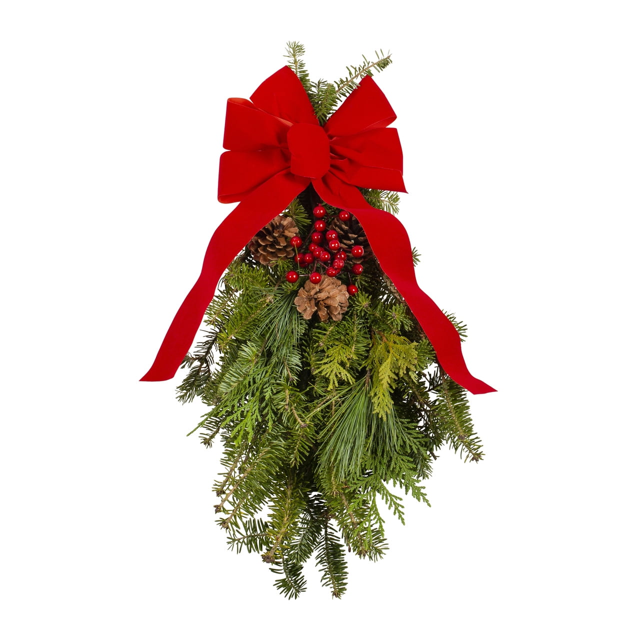 Expert Gardener 20 Inch Frasier Fir Decorated Door Swag Fresh Cut Holiday Greens Live Plants