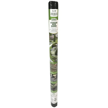 Expert Gardener 3' x 50' Black Weed Barrier Fabric with UV Protection, 3 feet Wide and 50 feet Long