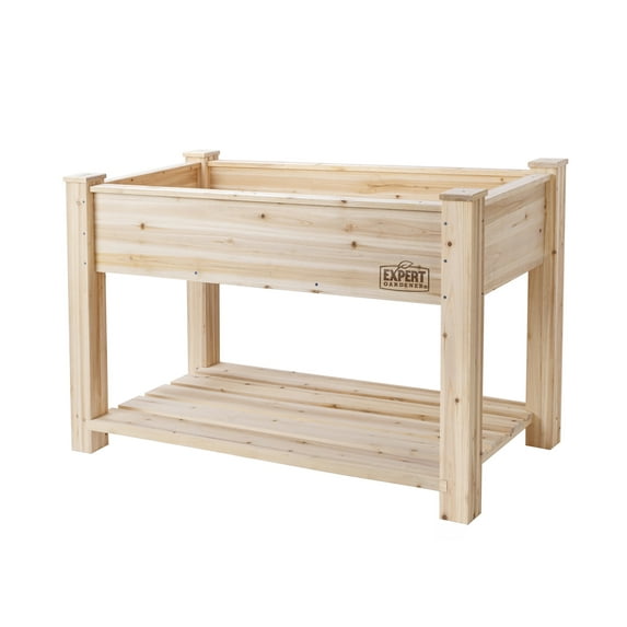 Expert Gardener Natural Wood Raised Garden Bed 4ft L x 2ft W x 31 in H for Outdoor Use