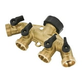 Expert Gardener Brass 4-Way Hose Faucet Manifold Connects to Standard ...