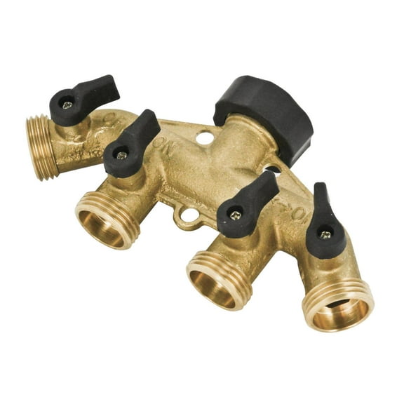 Expert Gardener Brass 4-Way Hose Faucet Manifold