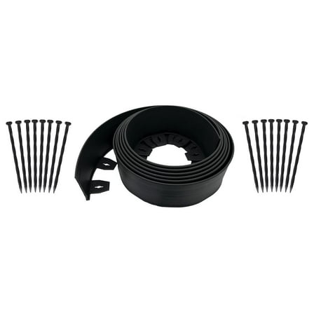 Expert Gardener 20-ft No-Dig Landscape Edging Kit, 4-in High Wall, Black Plastic