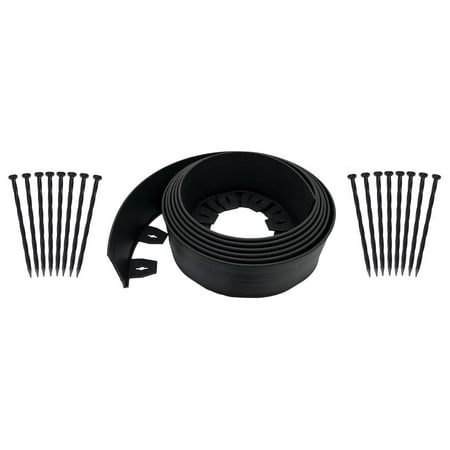 Expert Gardener 20-ft No-Dig Landscape Edging Kit, 4-in High Wall, Black Plastic
