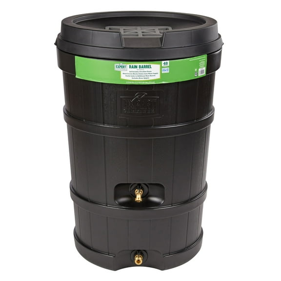 Expert Gardener 48 Gallon Rain Barrel Plastic Black