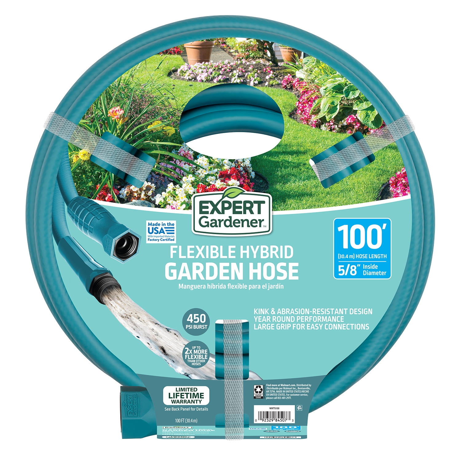 Expert Gardener 5/8" x 100 ft Heavy Duty Hybrid Polymer Garden Hose