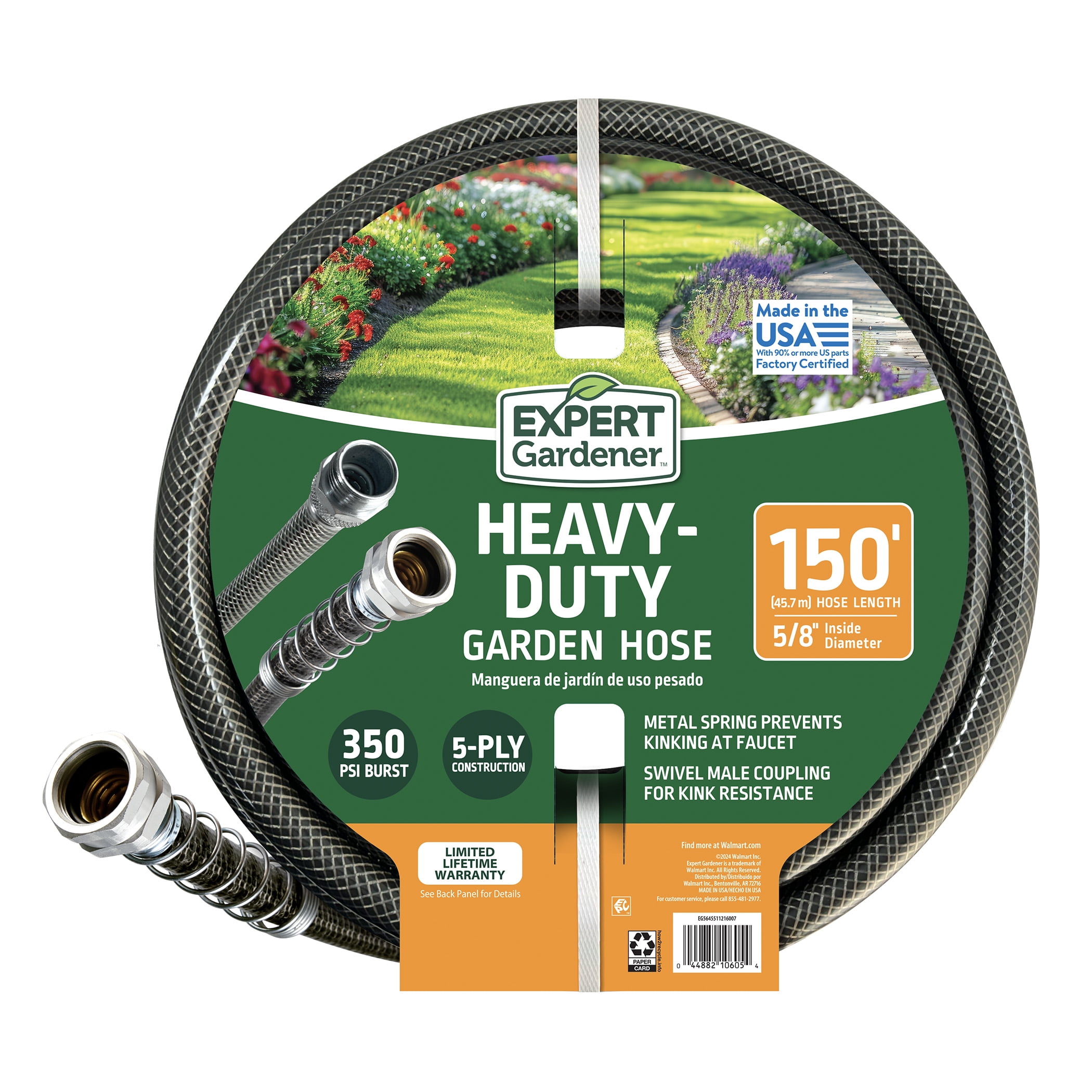 Expert Gardener 5/8" x 150 ft Heavy Duty Black PVC Water Hose - Walmart.com