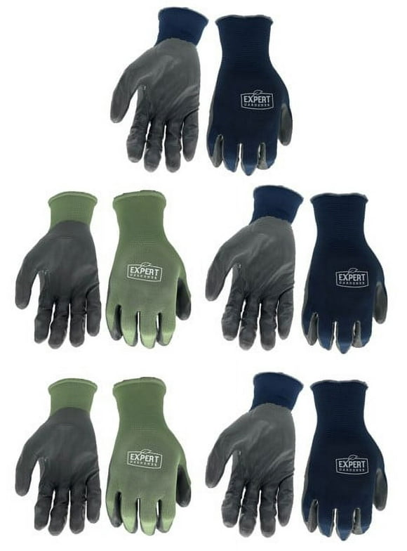 Expert Gardener 5 Pair Nitrile Garden Gloves, Medium