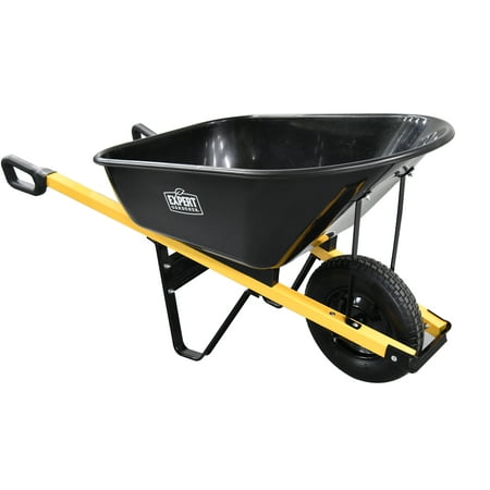 Expert Gardener Steel Handle 6 Cu. ft. Wheelbarrow Plastic Tray
