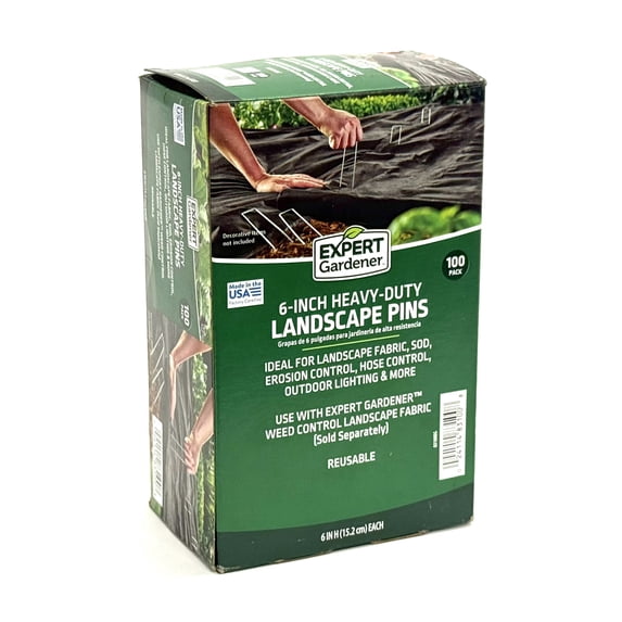 Expert Gardener 6” Pro Weed Barrier Fabric Landscape Pins, 100 pack