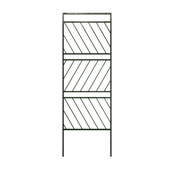 Expert Gardener 64in H x 21.7in W Garden Trellis with Chevron Pattern, Black Powder Coated Steel