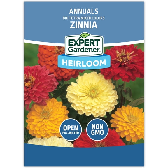 Expert Gardener Big Tetra Mixed Colors Zinnia Flower