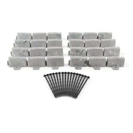 Expert Gardener Faux Stone No-Dig Landscape Edging, 10-ft., Plastic, Gray