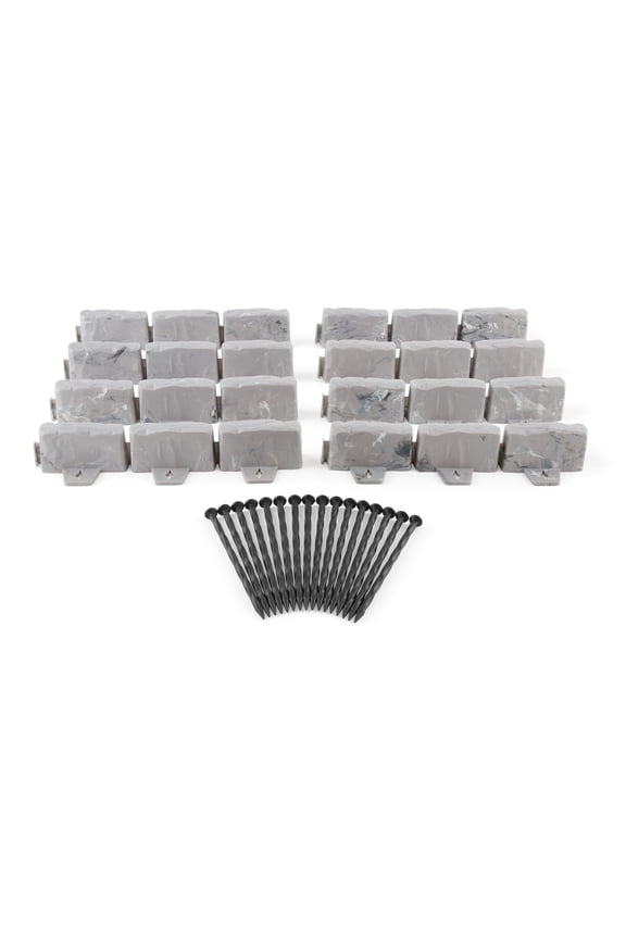 Faux Stone No-Dig Landscape Edging, 10-ft., Plastic, Gray