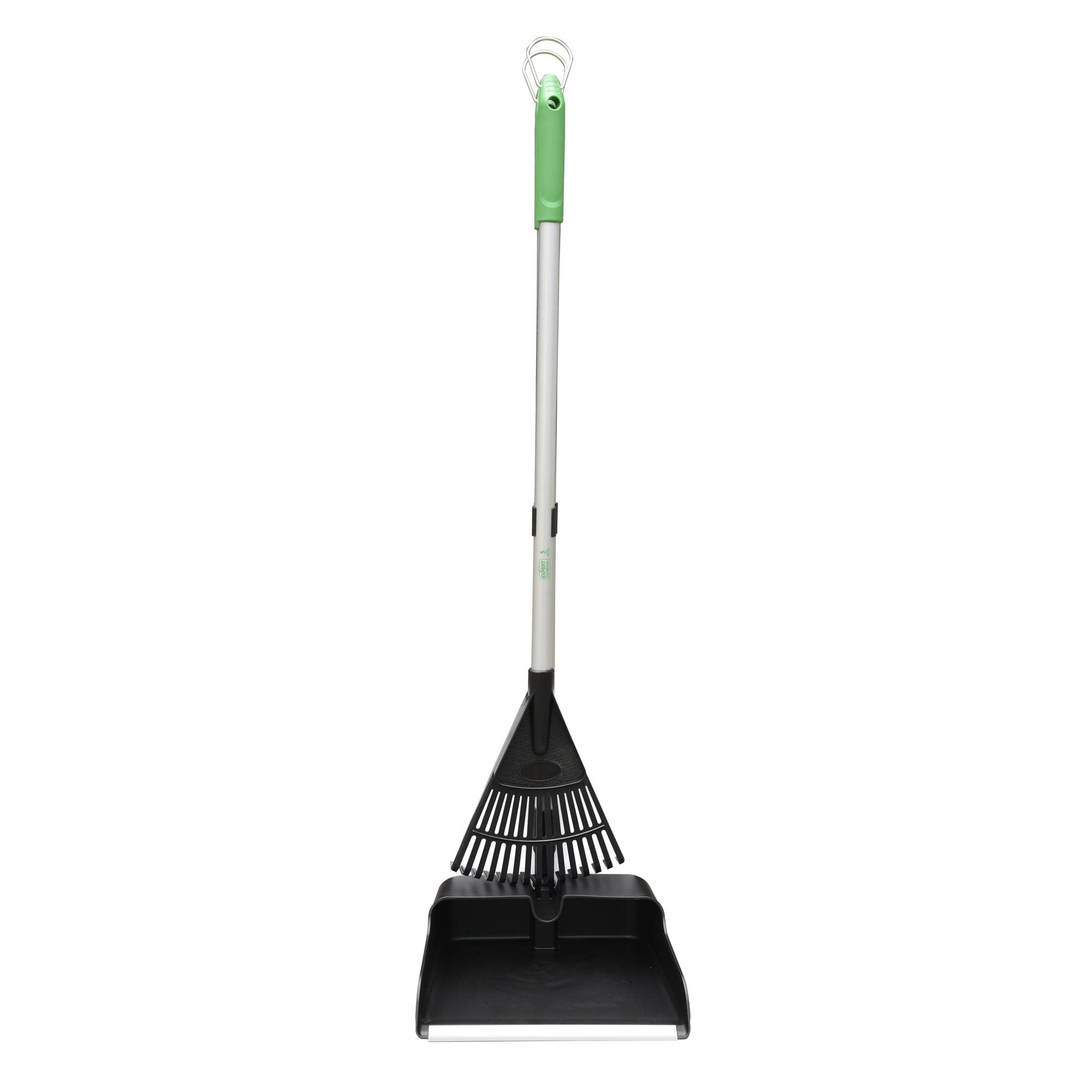 Expert Gardener 2-Piece Fiberglass Handle 15-tine poly Rake and Folding Poly Pan Set, Gray