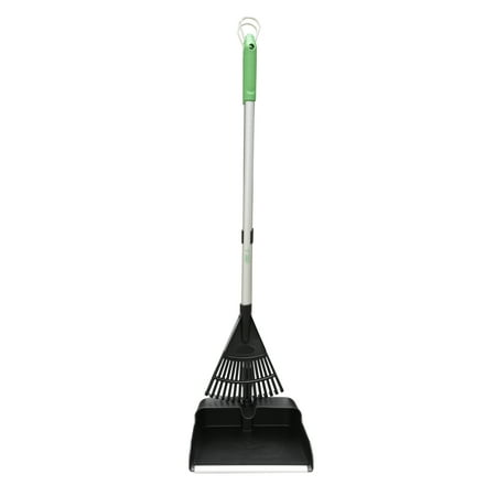 Expert Gardener 2-Piece Fiberglass Handle 15-Tine Poly Rake and Folding Pan Set, Gray