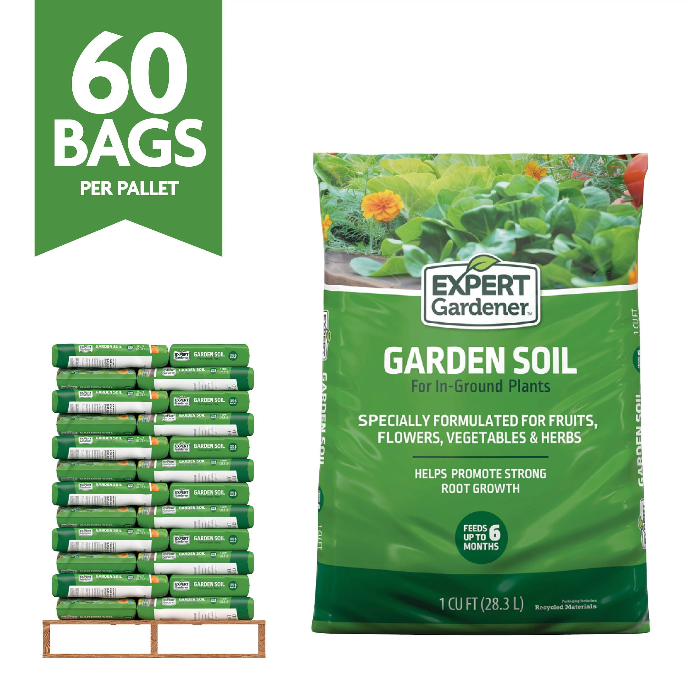 Expert Gardener Garden Soil for In-Ground Plants Bulk Soil Pallet, 1 cu. ft., Pallet of 60