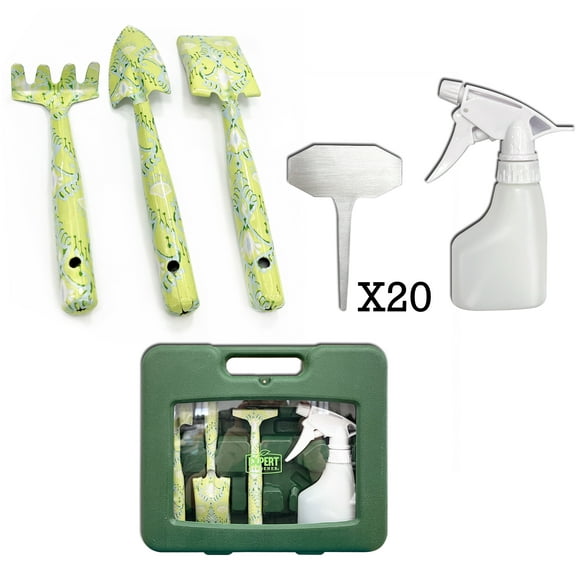 Expert Gardener Indoor Garden Tool Set with Carrying Case, Green (24 Pieces)