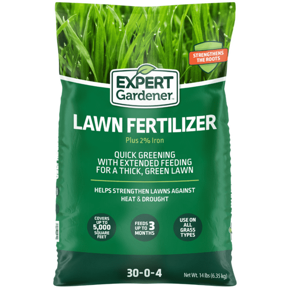 Expert Gardener Lawn Food Fertilizer Plus 2% Iron,14 lb. - Covers 5,000 Sq. ft