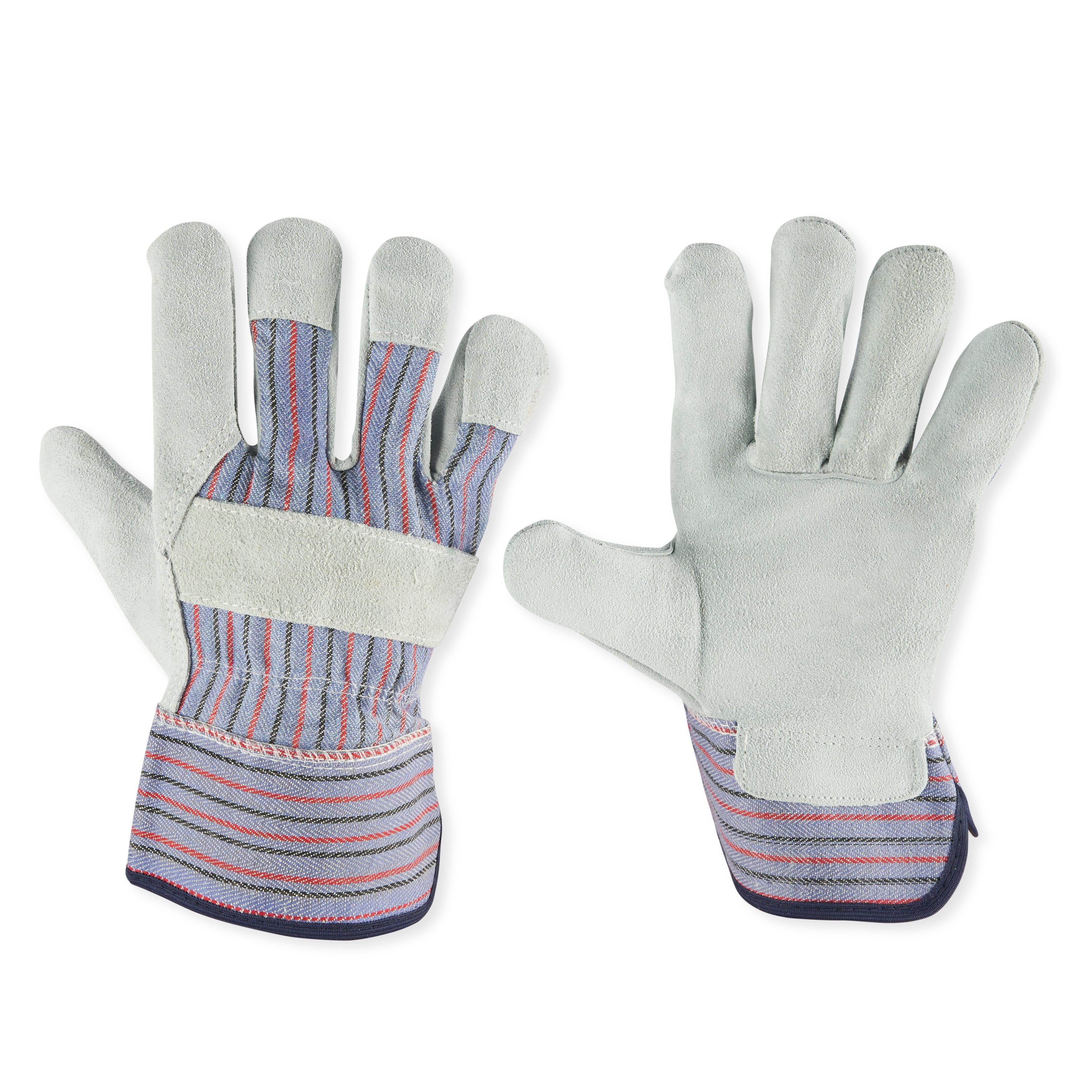 Expert Gardener Men's Gray Leather Palm Work Gloves Large with