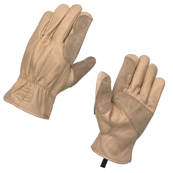 Expert Gardener Mens Grain Cowhide Leather Gardening Gloves, Size M