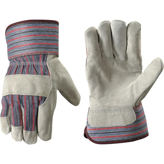 Expert Gardener Mens Palm Leather Gardening Gloves, Size L