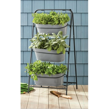 Expert Gardener Metal Garden Raised Tub ,Grey , 21x19.3x42.7in