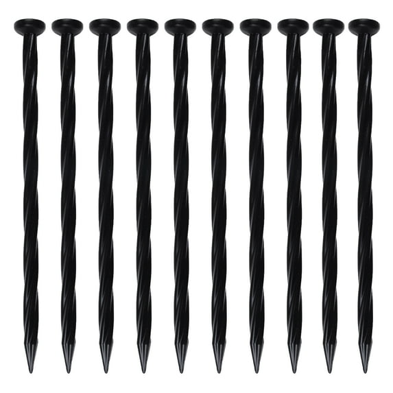 Expert Gardener No-Dig Nylon Anchor Spike 10-Ct. Pack, Plastic Garden Stake, Black