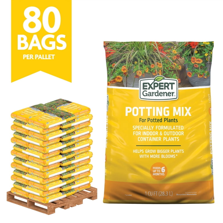 Expert Gardener Potting Mix For Potted Plants, For Indoor and Outdoor Use, 1 cu. ft., Pallet of 80, Size: 1 CF
