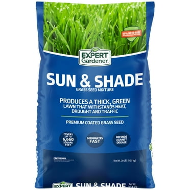 Expert Gardener Sun & Shade Northern Grass Seed Mix, for Sun to Partial Shade Grasses, 20 lb. New Bag
