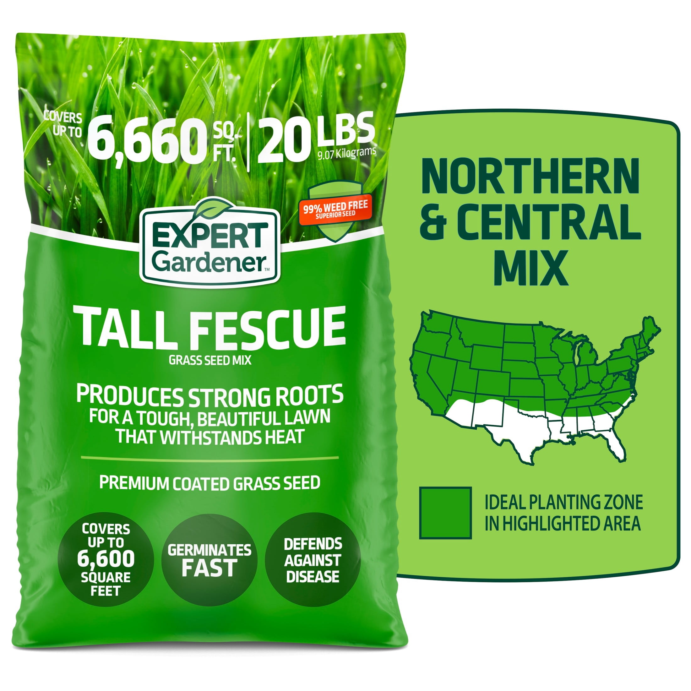 Expert Gardener Tall Fescue Grass Seed Mix, for Sun to Partial