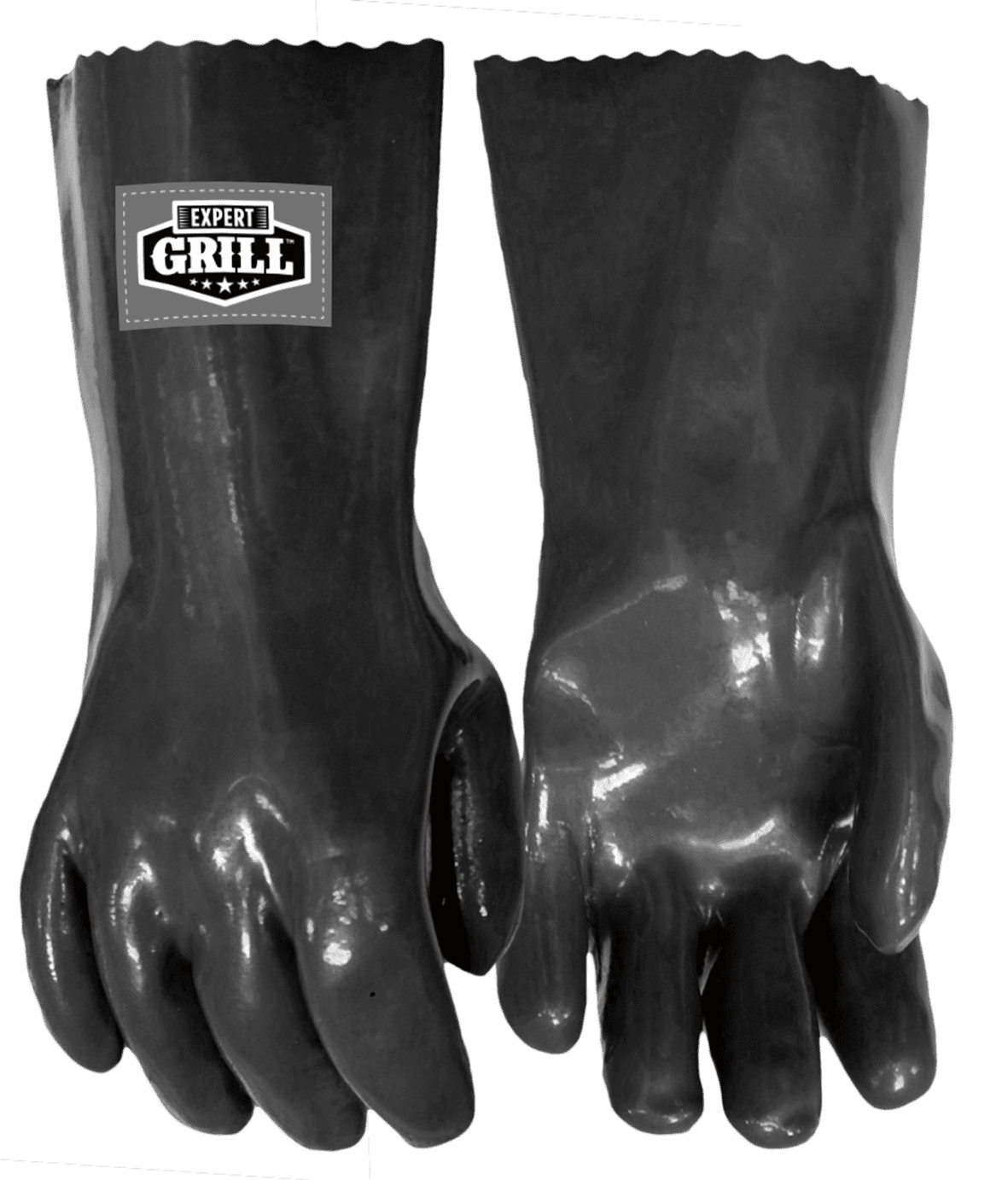 Expert Grill Silicone Dotted Heat Resistant BBQ Gloves, Black Color, One Size