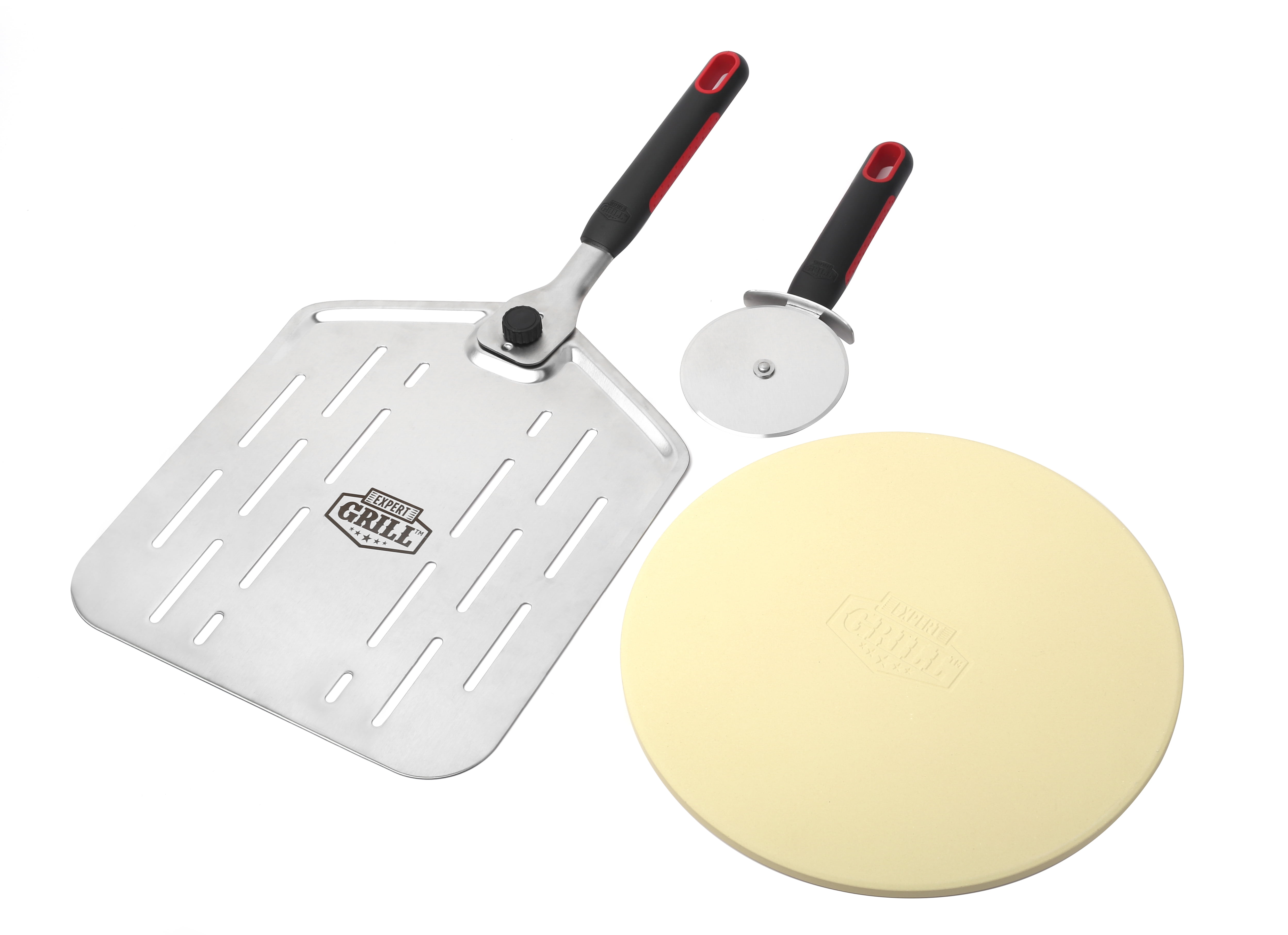 Expert Grill 12" Round Cordierite Pizza Stone Set with Peel and Cutter