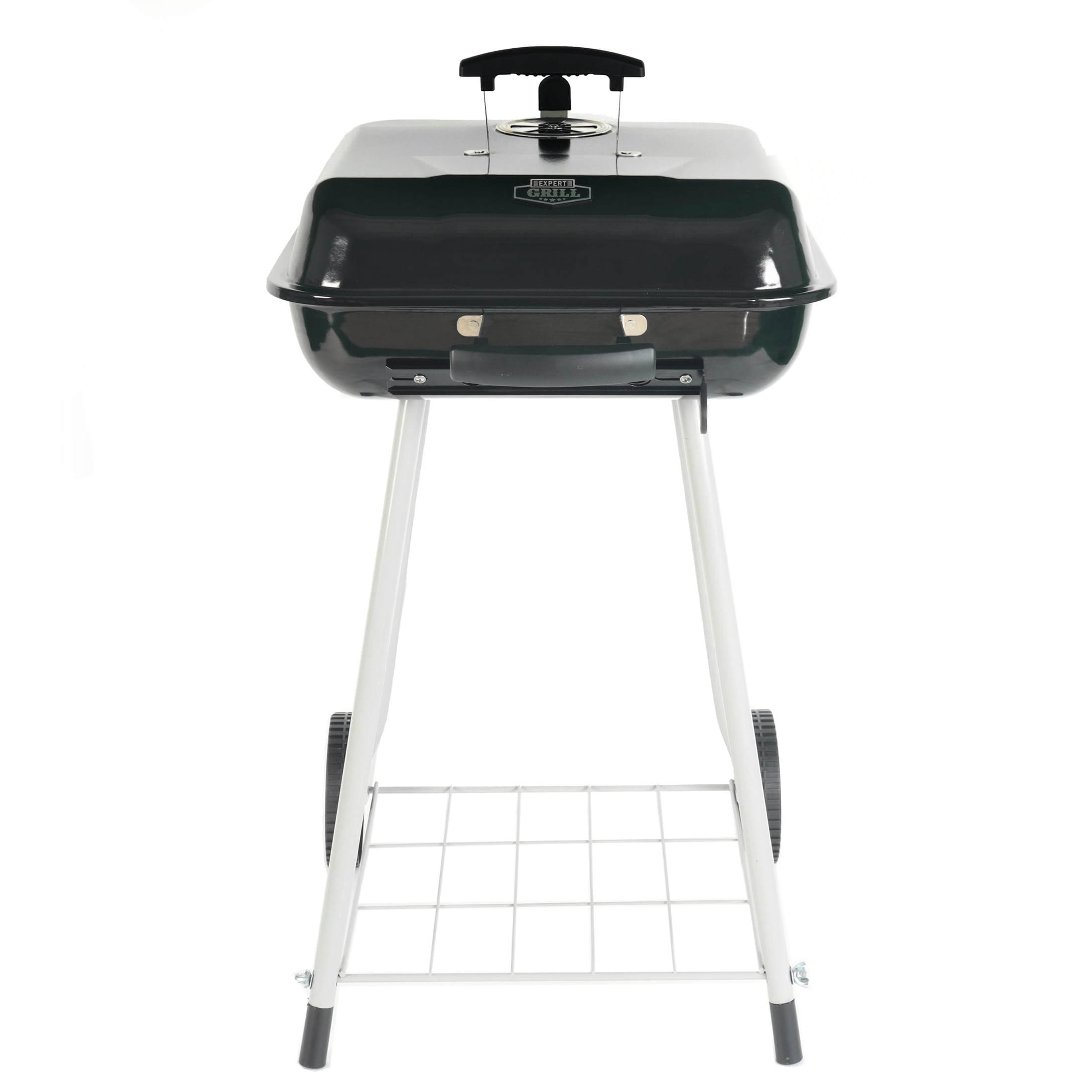 Expert Grill 17.5 Square Steel Charcoal Grill with Wheels, Black