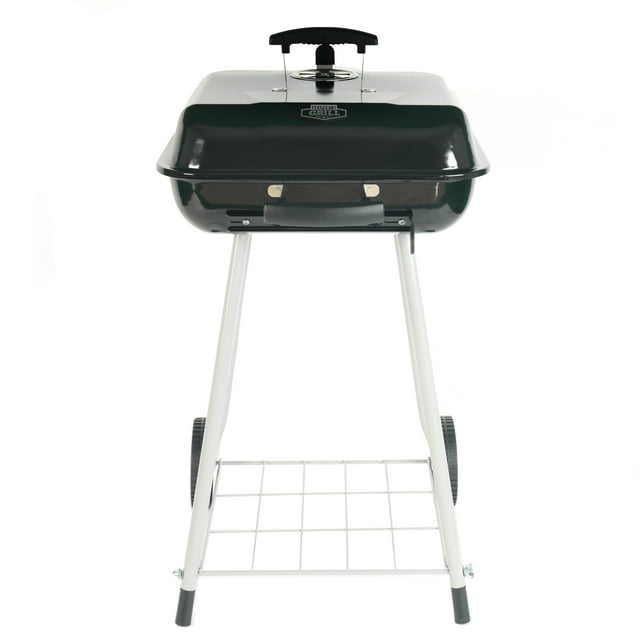 Expert Grill 17.5" Square Steel Charcoal Grill with Wheels, Black