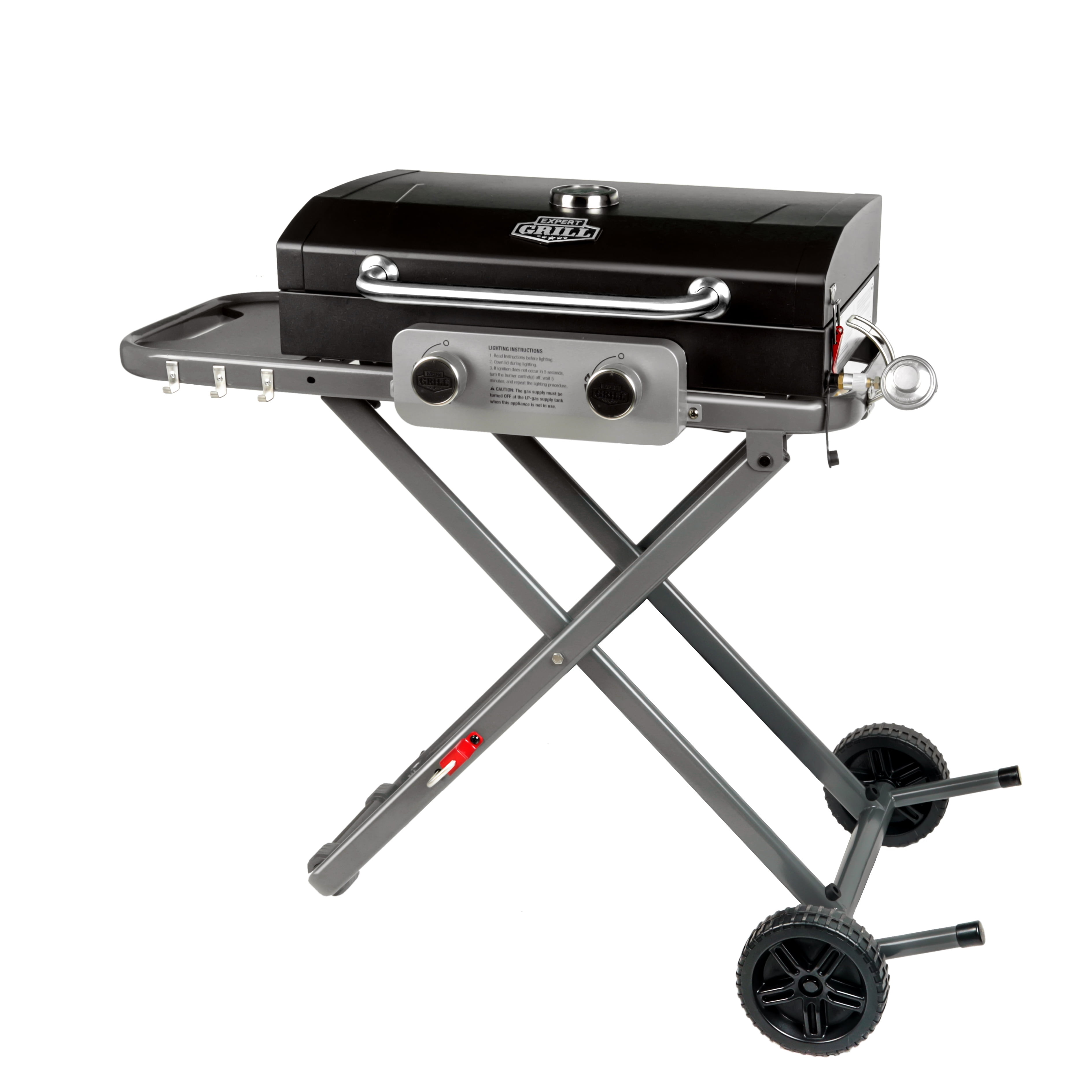 Compact Black Stainless Steel 2-Burner Portable Gas Grill