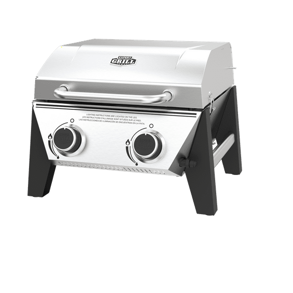 Expert Grill Stainless Steel 2-Burner Tabletop Gas Grill, 13,000 BTUs, 273 Sq. In.