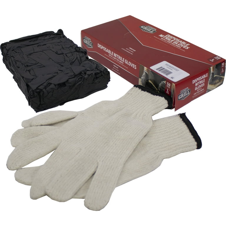 Expert Grill 50-Count Nitrile Disposable Gloves with Knitted