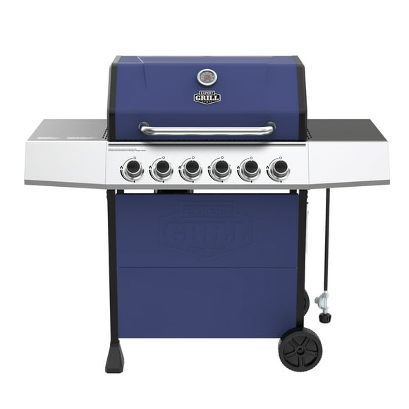 Expert Grill 6-Burner Propane Gas Grill with Wheels, Blue