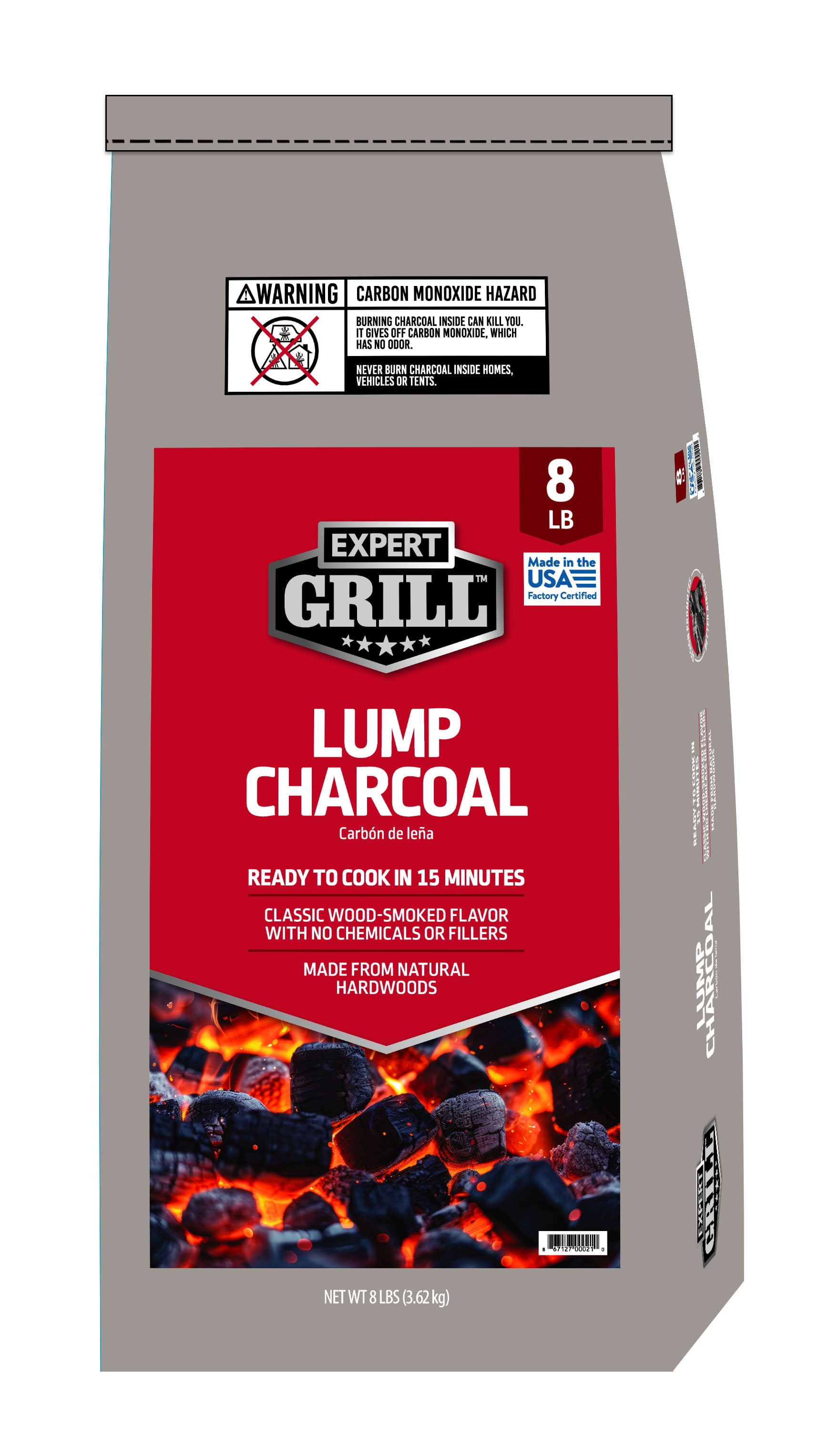Expert Grill All-Natural Hardwood Lump Charcoal 8 lb for High-Heat