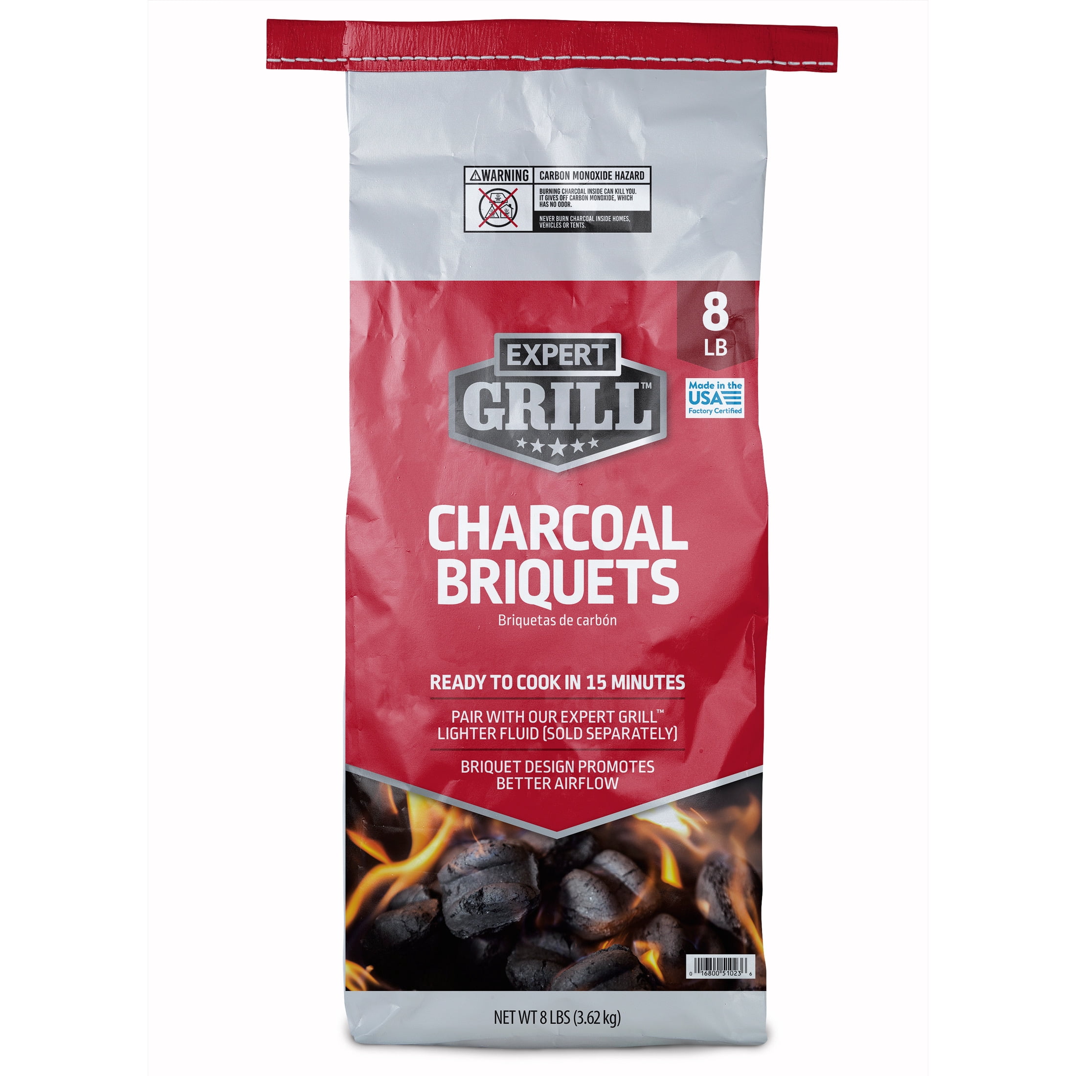 Expert Grill Charcoal Briquettes 8 Lb for BBQ, Fast Lighting, Real