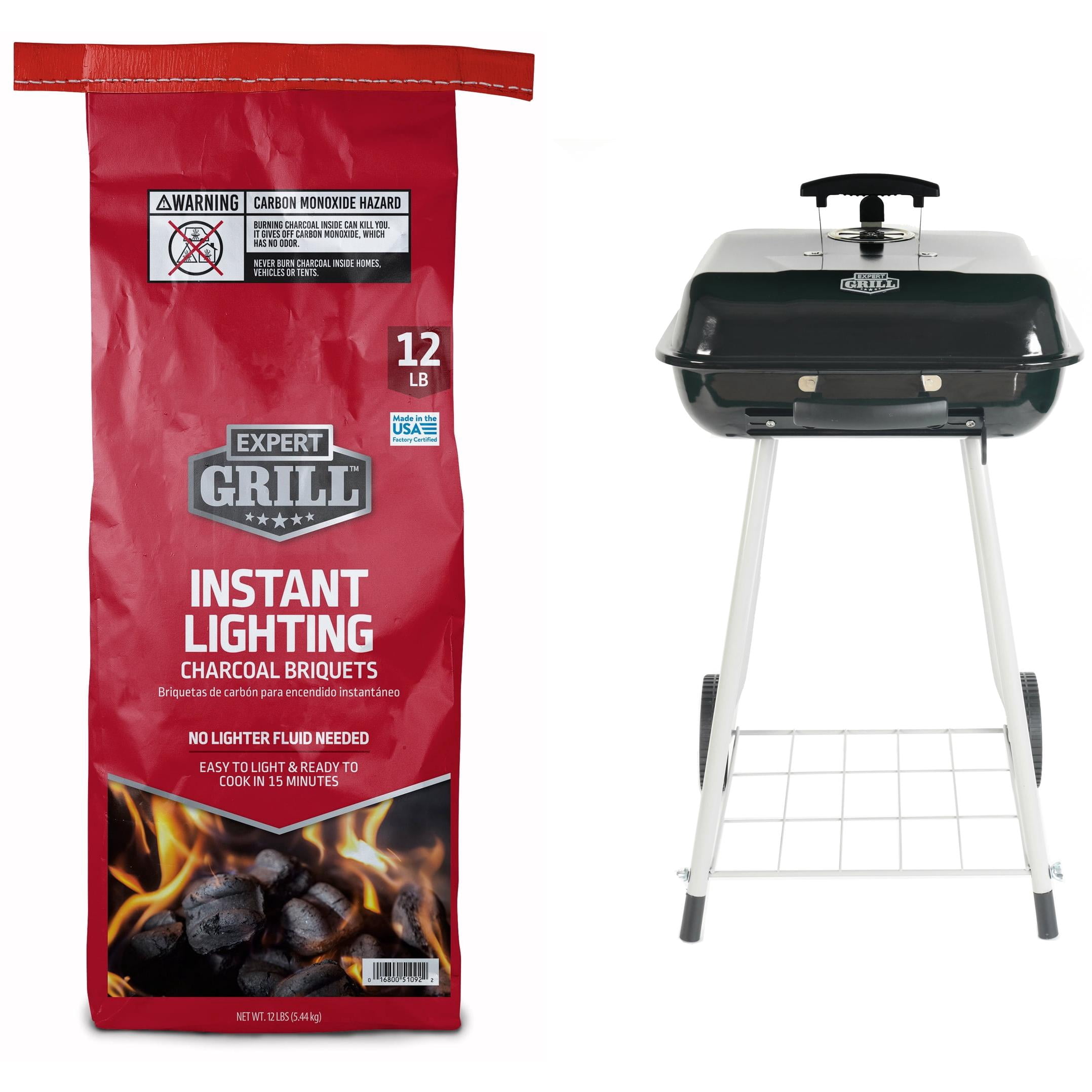 Expert Grill Charcoal Grilling Starter Bundle with 17.5 Inch Grill and 12 lb Instant Lighting Charcoal