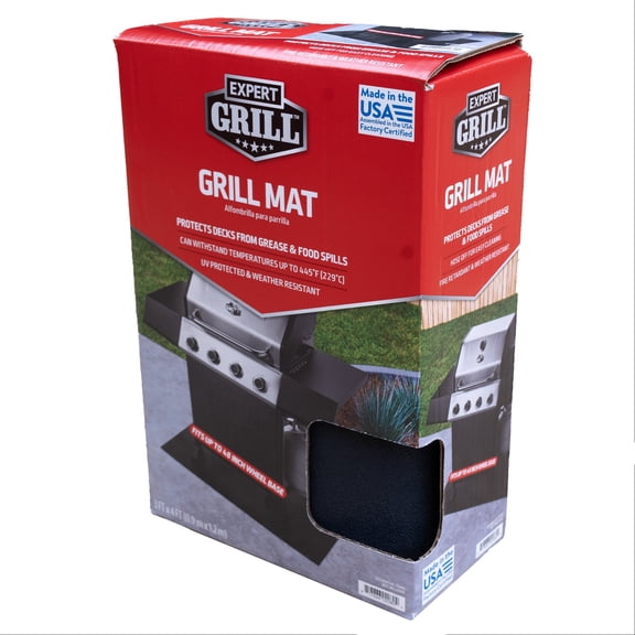 Expert Grill Charcoal Safe Grill Mat 3 x 4 Black, Industrial Surface Protector
