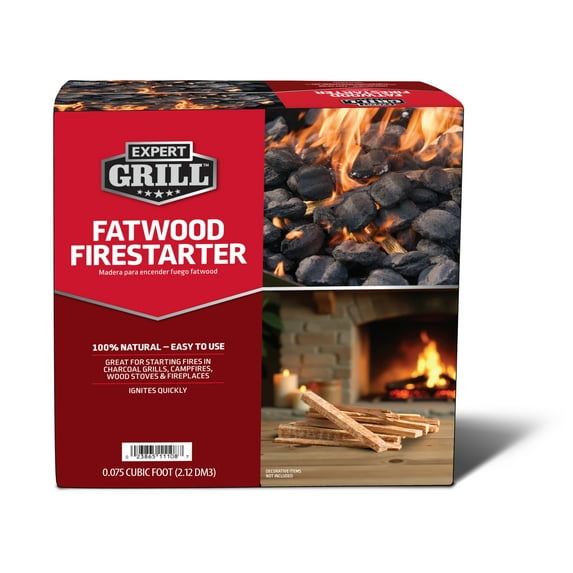 Expert Grill Fatwood Firestarter 3lb Box, No Chemicals or Additives, Salvaged Wood & Fiber