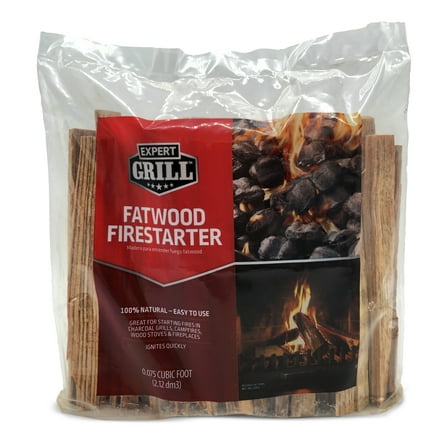 Expert Grill Fatwood Firestarter 3lb Poly Bag, No Chemicals or Additives, Salvaged Wood & Fiber