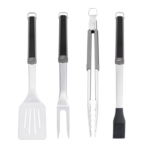 Expert Grill Grilling Accessories BBQ Grill Tools Set, 4 Pieces Stainless Steel Grill Kit